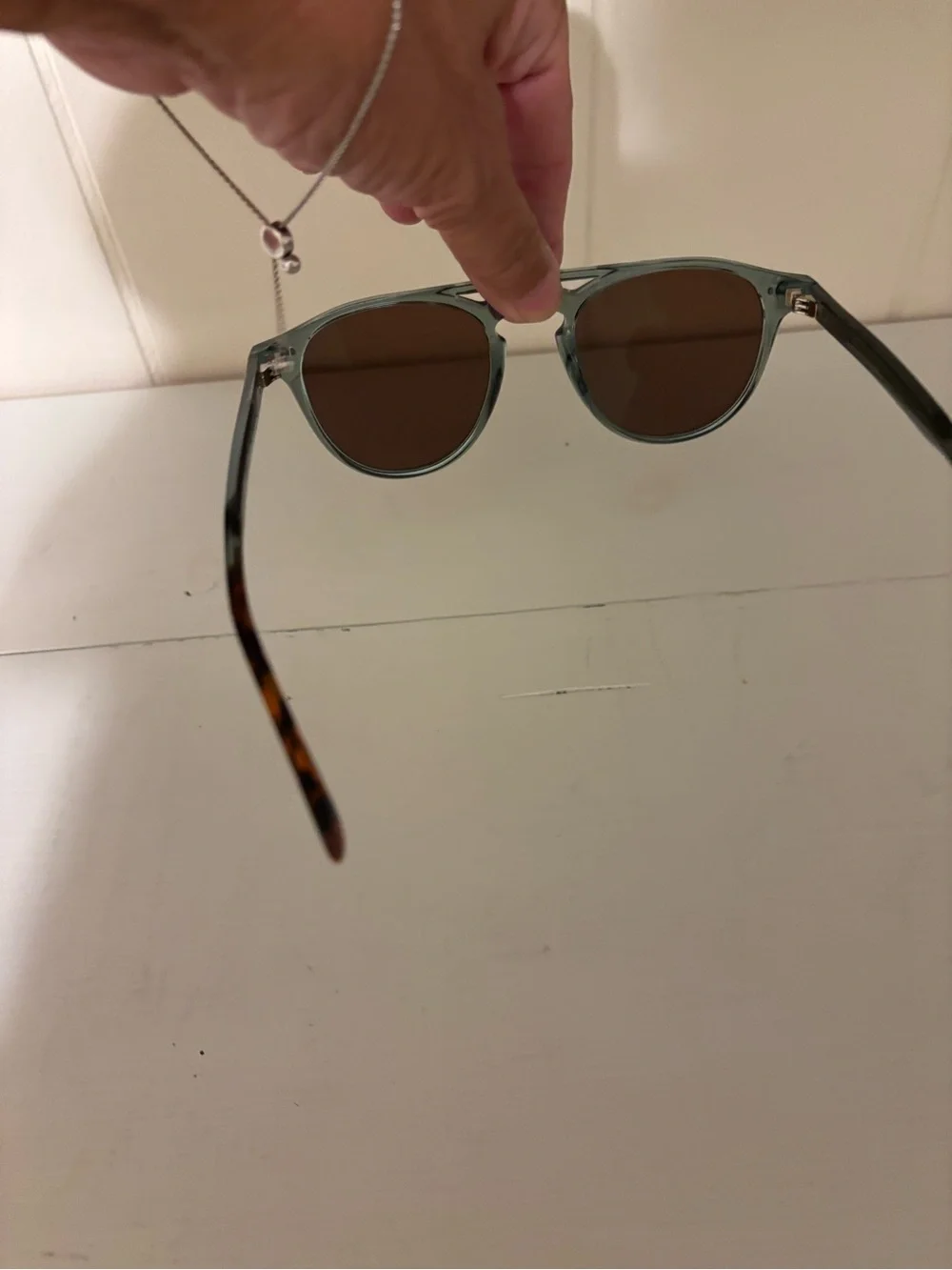 WMP Clear Green Frame Women’s Eyewear with Tortoise Arms